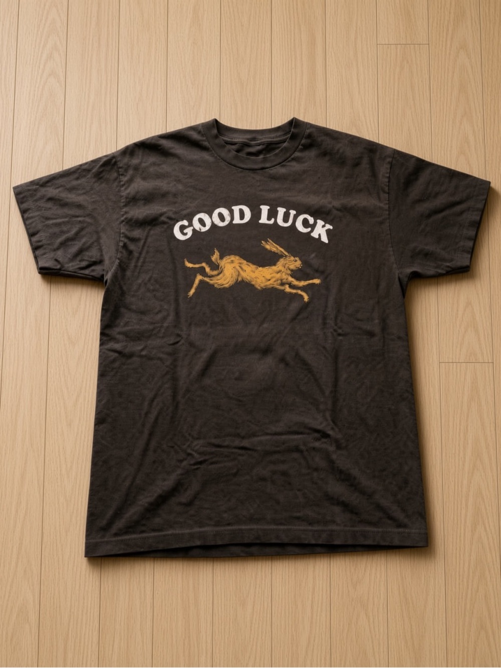 Gildan Black Short Sleeve Tee with Gold Hare Graphic